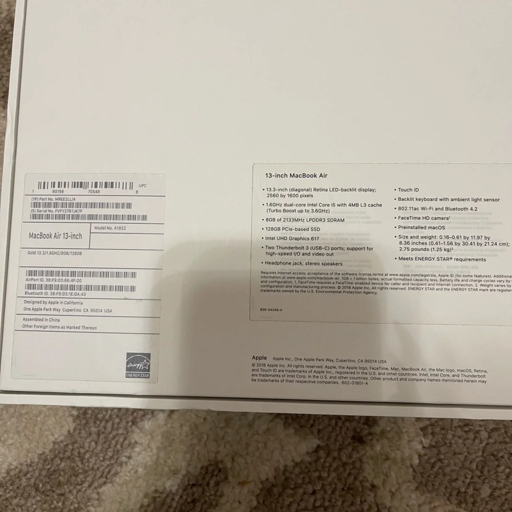 Empty Apple MacBook Air Box